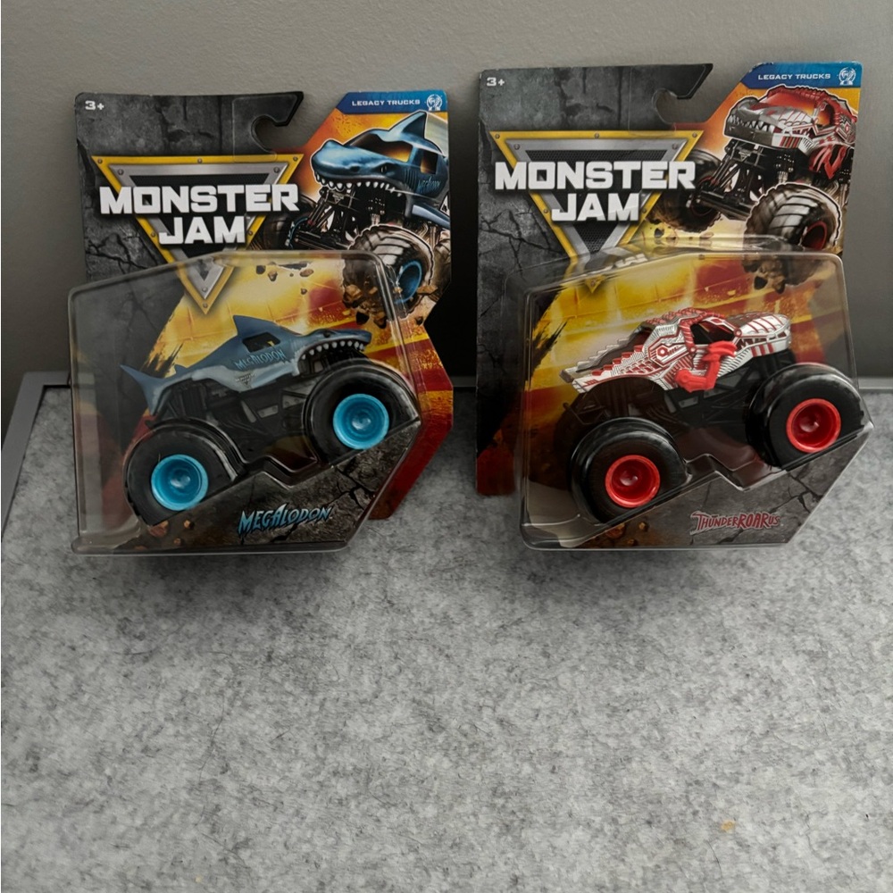 Monster Jam ~ Monster Trucks Megalodon and Thunderroarus.